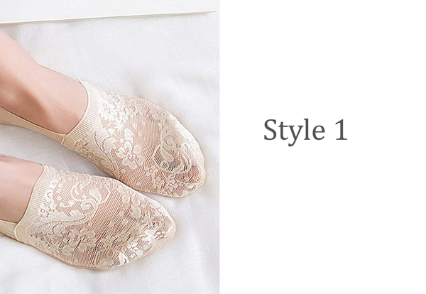 Lace Silver Gray Lightweight Socks - No Slip