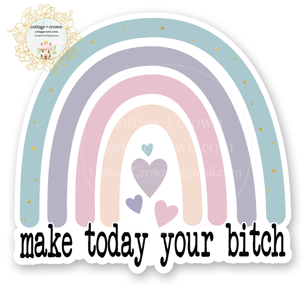 Make Today Your Bitch Vinyl Decal Sticker Naughty Rainbow