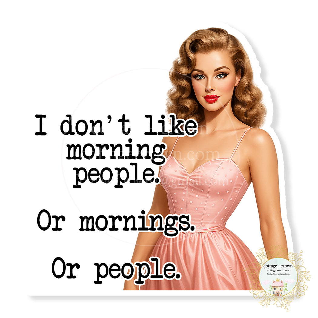 I Don't Like Morning People Or Mornings Or People Stanley Cup Sticker Retro Waterproof
