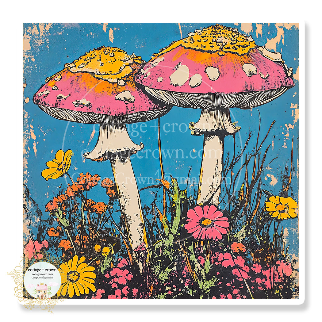Mushrooms Art Sticker Stanley Cup Waterproof Group 1 Mixed Media