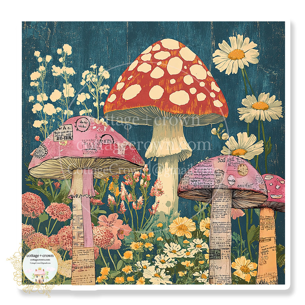 Mushrooms Art Sticker Stanley Cup Waterproof Group 3 Mixed Media