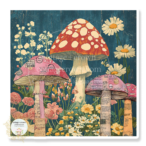 Mushrooms Art Sticker Stanley Cup Waterproof Group 3 Mixed Media