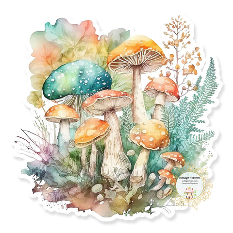 Mushrooms 2 In Fairy Garden Vinyl Cottagecore Kindle Sticker