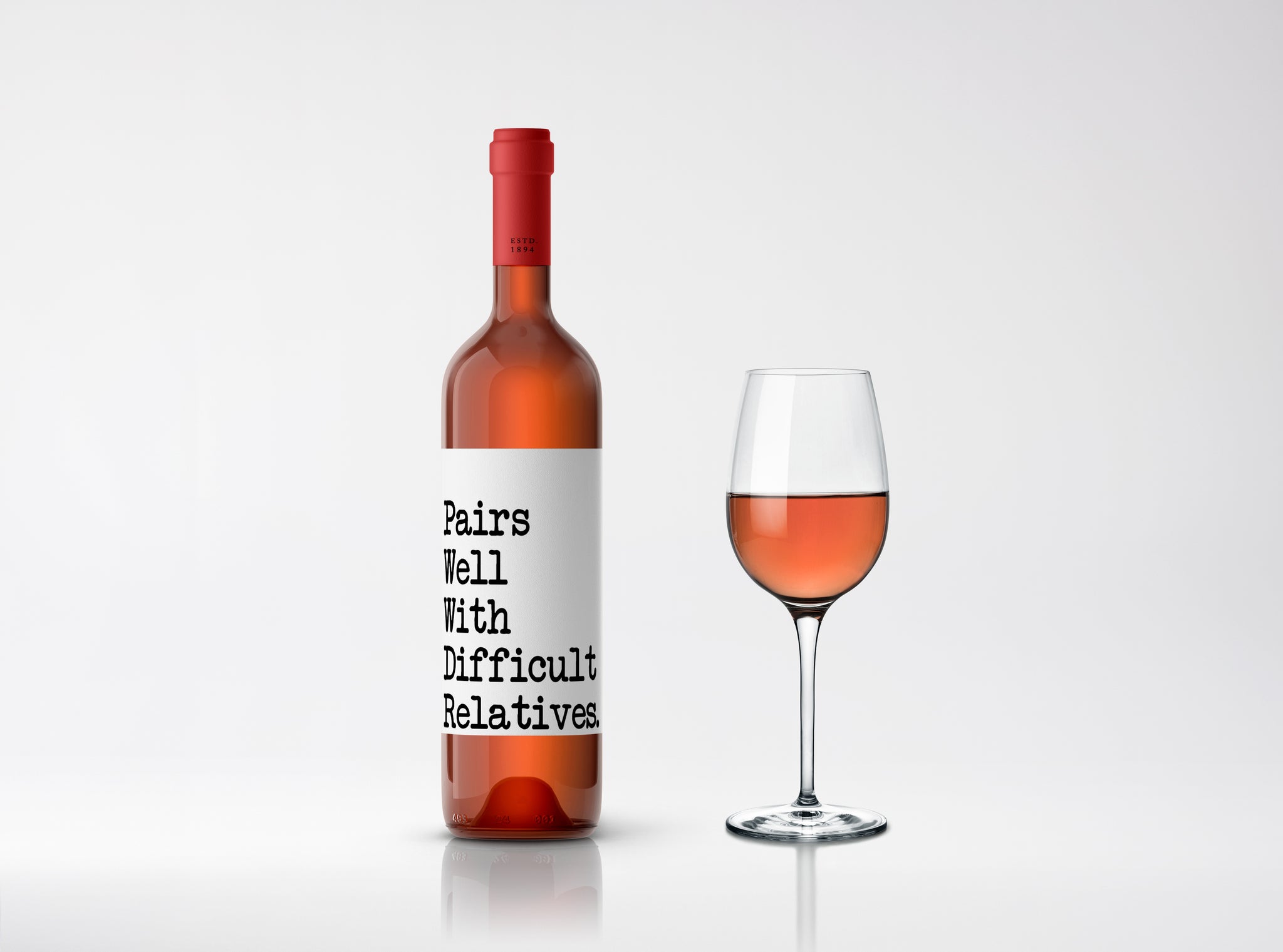 Wine Label Gift Pairs Well With Difficult Relatives Vinyl Decal Sticker