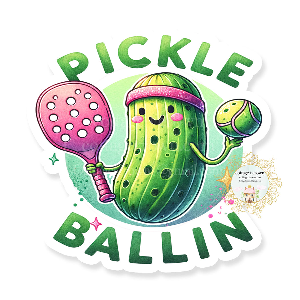 Pickleball Pickle Ballin 2 Vinyl Decal Sticker