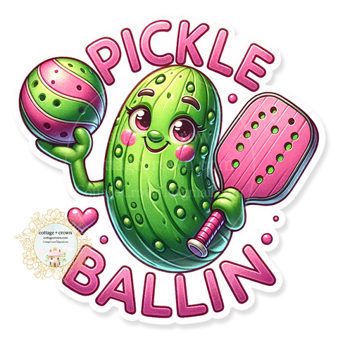 Pickleball Pickle Ballin Vinyl Decal Sticker