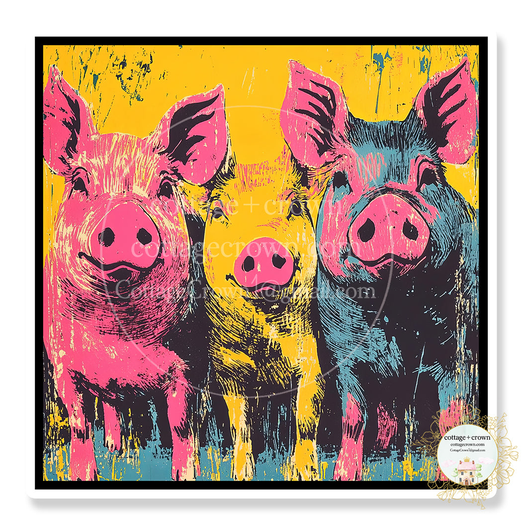 Farm Pigs Art Sticker Stanley Cup Waterproof Group 1