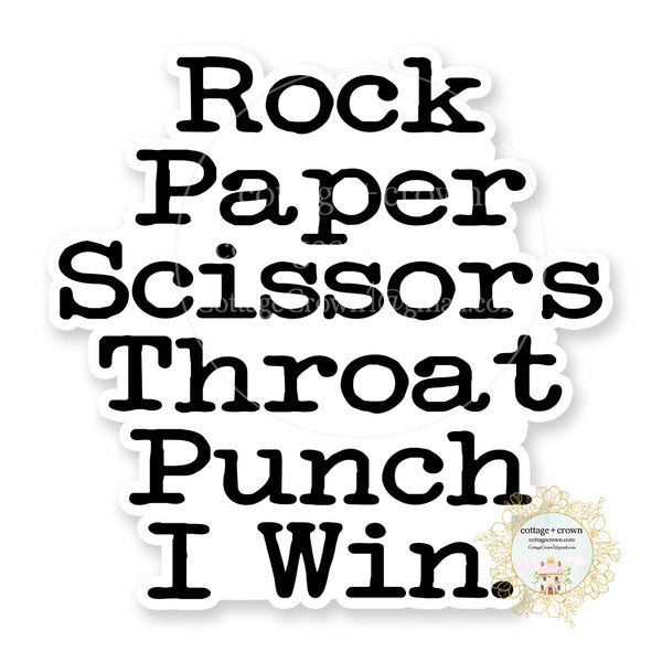 Rock Paper Scissors Throat Punch Vinyl Decal Sticker