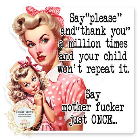 Say Please Thank You Mother Fucker Vinyl Decal Sticker Retro