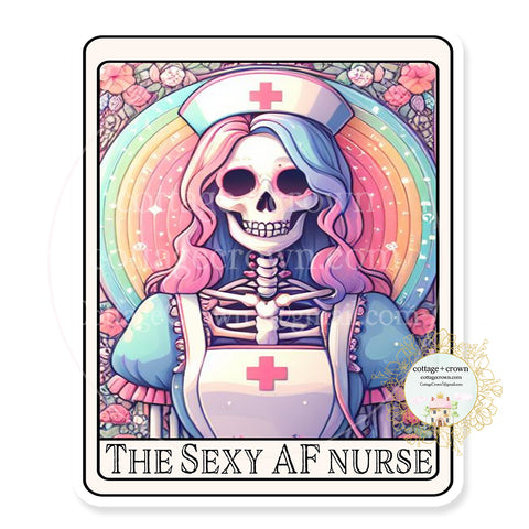 Tarot Card The Sexy AF Nurse Boho Vinyl Decal Skeleton Sticker