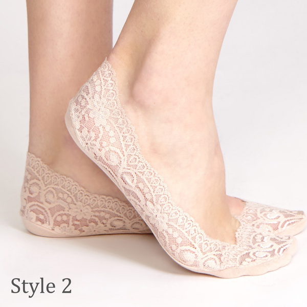 Lace Black Lightweight Socks - No Slip - One Pair
