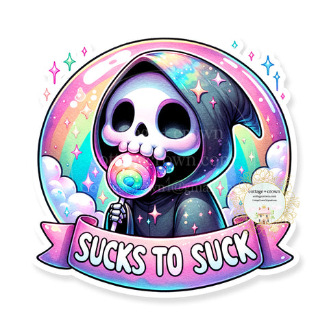 Sucks To Suck Skeleton Ghost Boho Vinyl Decal Sticker