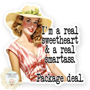 Sweetheart & Smartass Vinyl Decal Sticker Retro Housewife