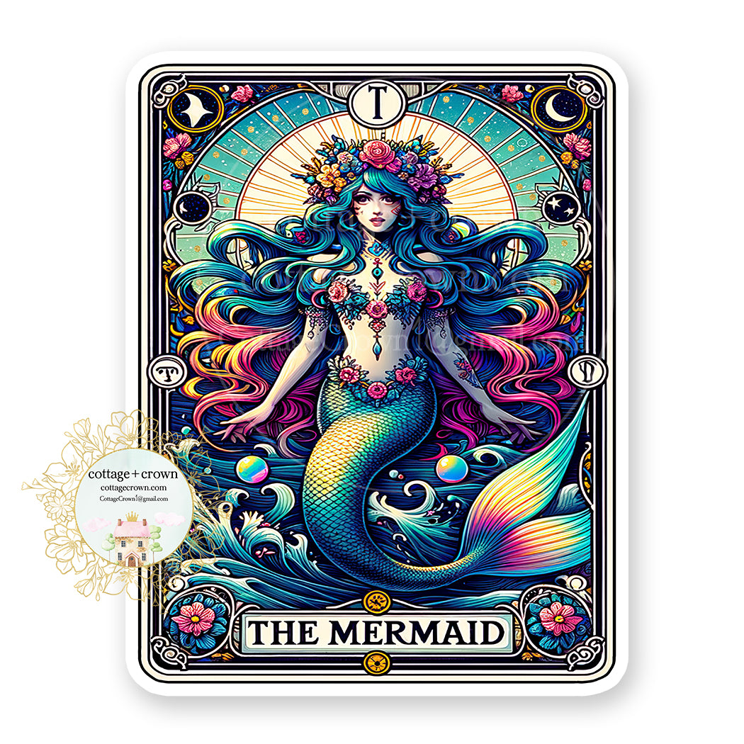 Tarot Card The Mermaid Boho Vinyl Decal Sticker