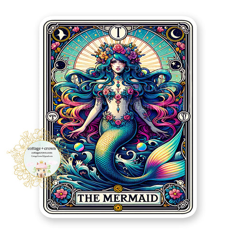 Tarot Card The Mermaid Boho Vinyl Decal Sticker