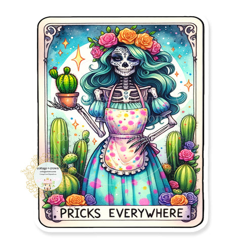 Tarot Card Pricks Everywhere Vinyl Decal Cactus Succulent Sticker