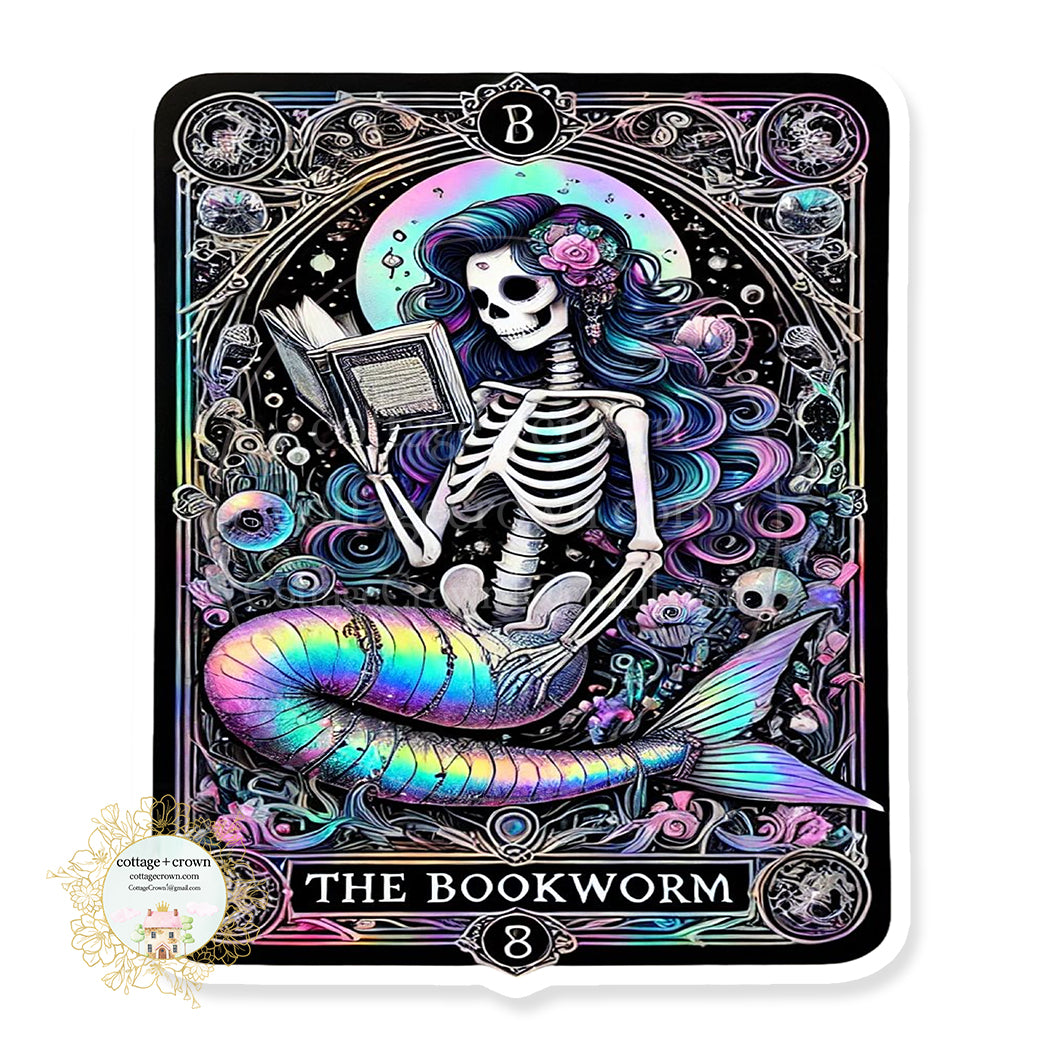 Tarot Card The Bookworm Mermaid Book Vinyl Decal Sticker