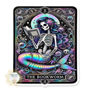 Tarot Card The Bookworm Mermaid Book Vinyl Decal Sticker