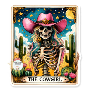 Tarot Card Cowgirl 2 Horse Vinyl Decal Sticker