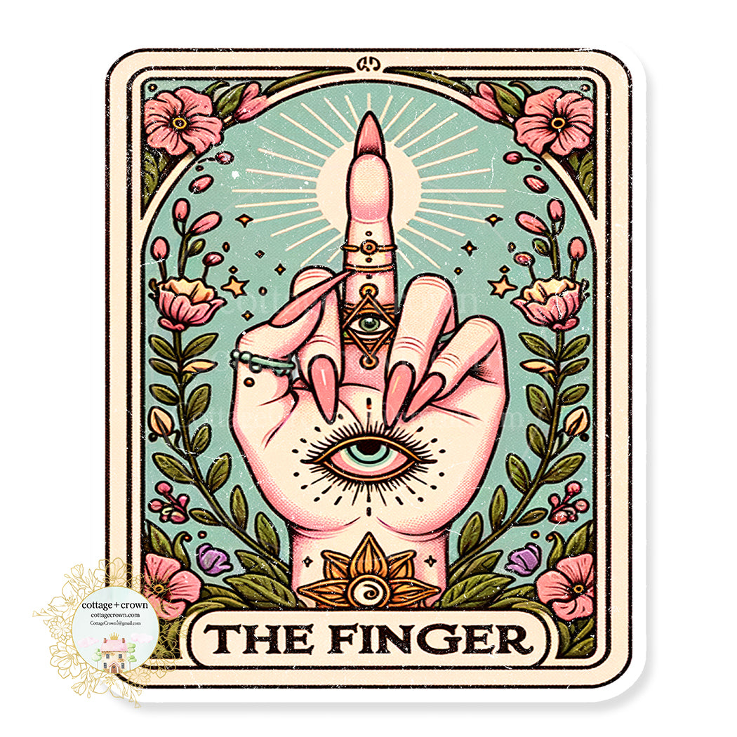 Tarot Card The Middle Finger Pastel Boho Vinyl Decal Sticker