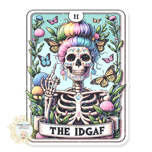 Tarot Card The IDGAF I Don't Give A Fuck Skeleton Vinyl Decal Sticker