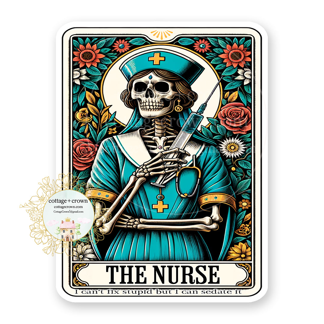 Tarot Card The Nurse Boho Vinyl Decal Sticker