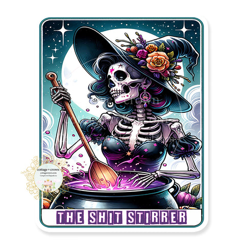 Tarot Card Witch Shit Stirrer Vinyl Decal Halloween Sticker