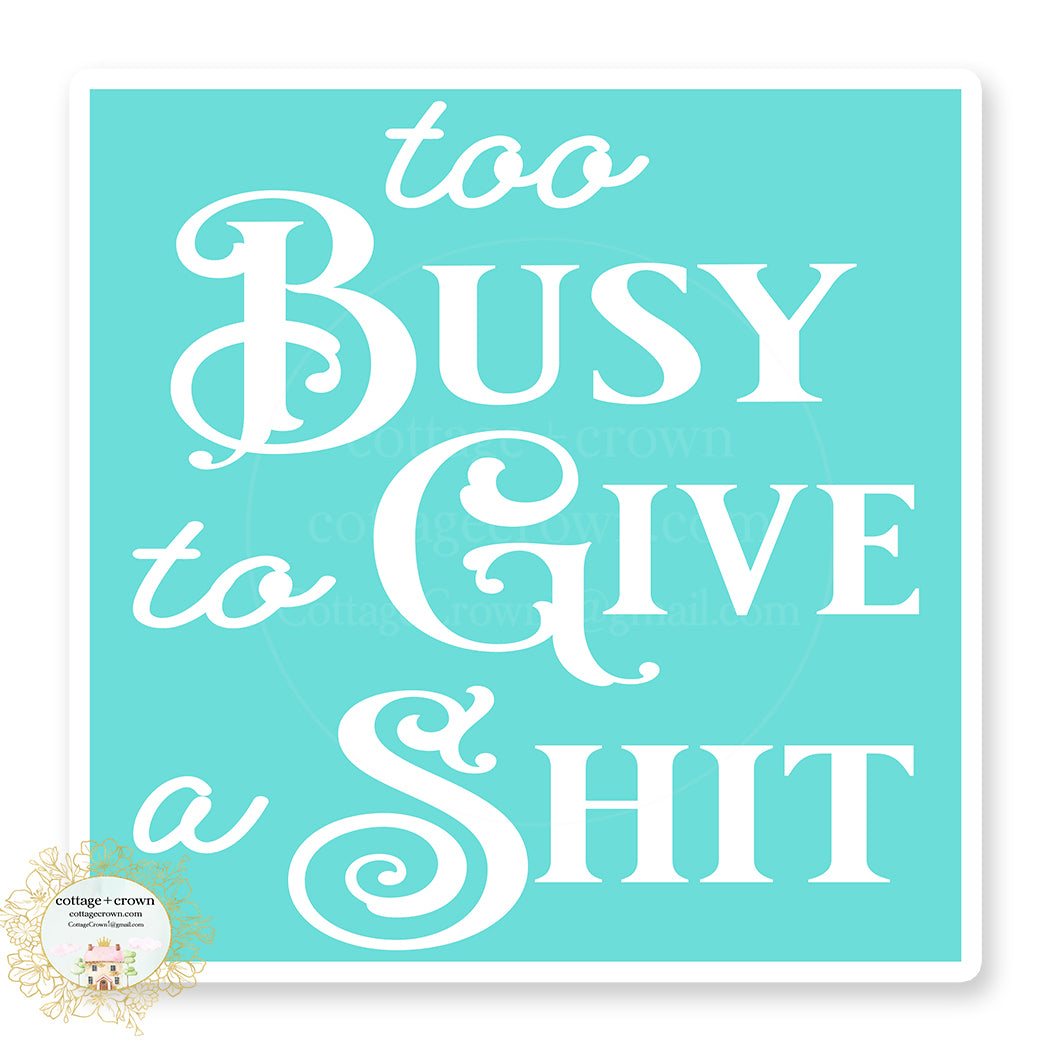 Too Busy To Give A Shit Boho Vinyl Sticker