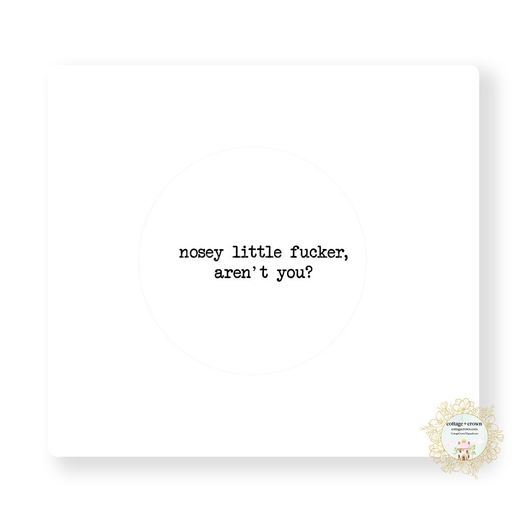 Nosey Little Fucker Aren't You? White Vinyl Decal Sticker