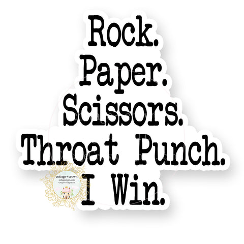 Rock Paper Scissors Throat Punch Vinyl Decal Sticker