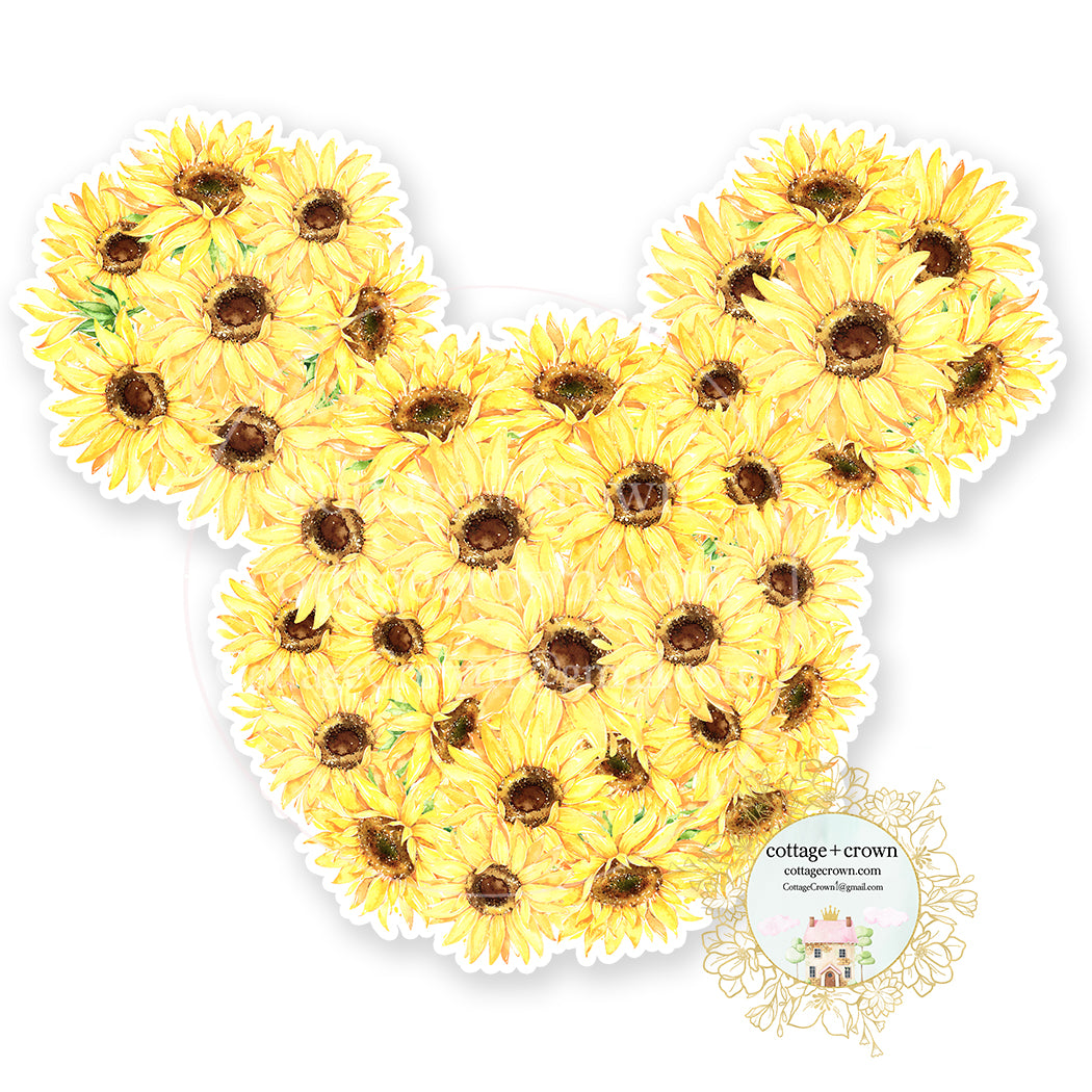 Mouse Ears Sunflowers Vinyl Decal Sticker