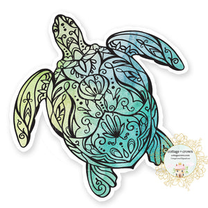 Sea Turtle Mandala Vinyl Decal Sticker