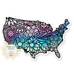 USA Mandala United States Map Vinyl Decal Sticker