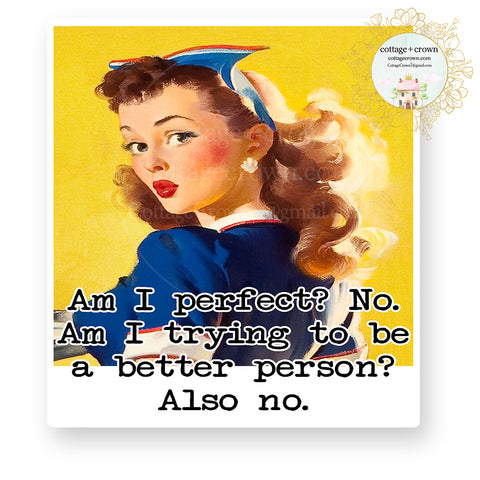 Am I Perfect Vinyl Decal Sticker Retro Housewife
