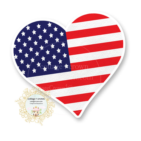 Heart American Flag Vinyl Decal Sticker - Patriotic Red White Blue Stars Stripes