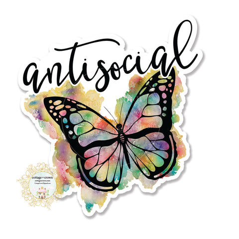Anti-Social Butterfly - Vinyl Decal Sticker
