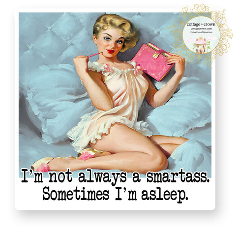 Smartass Asleep Vinyl Decal Sticker Retro Housewife