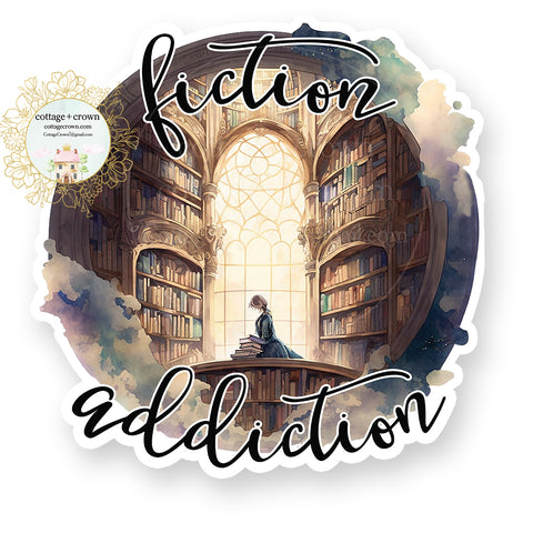 Book Fiction Addiction Vinyl Decal Sticker