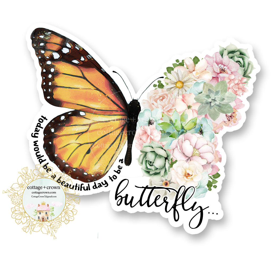 Monarch Succulents Butterfly - Vinyl Decal Sticker