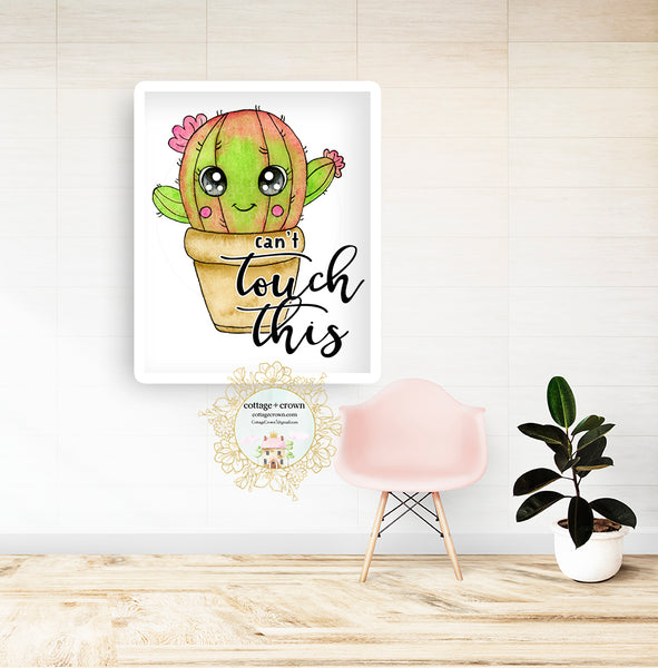 Can't Touch This Cactus Succulent Watercolor Kawaii Wall Art Print