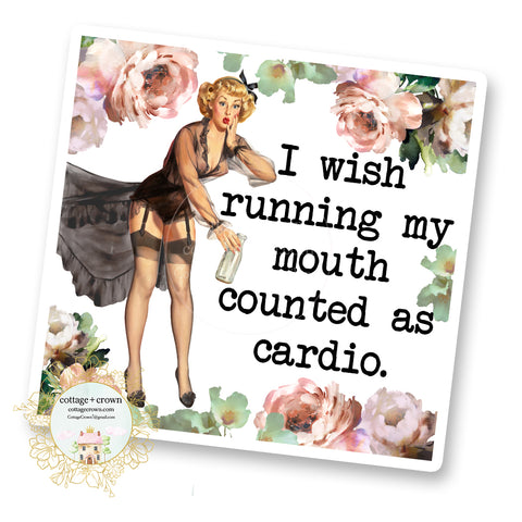 Cardio Exercise - Running My Mouth - Vinyl Decal Sticker - Retro Housewife