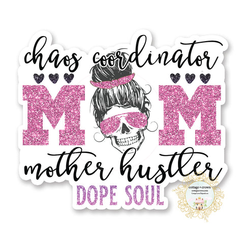 Chaos Coordinator - Mom Life Skull Rainbow Aviators - Vinyl Decal Sticker