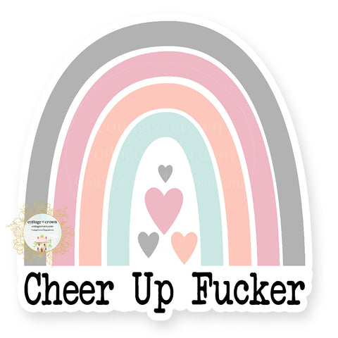 Cheer Up Fucker - Rainbow - Naughty Vinyl Decal Sticker