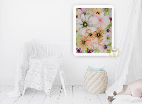 Cottage Bouquet Exclusive Daisy Floral Watercolor Wall Art Print