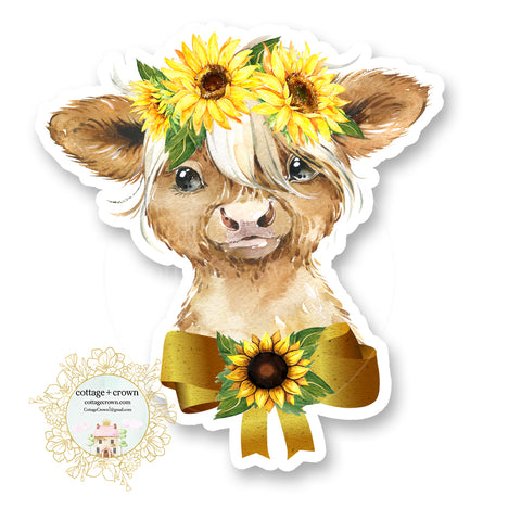 Cow - Sunflowers - Farm Animal Farmhouse - Vinyl Decal Sticker