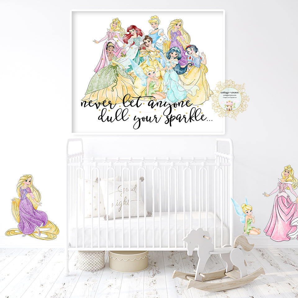 Princess Never Let Anyone Dull Your Sparkle Wall Art Print - Disney