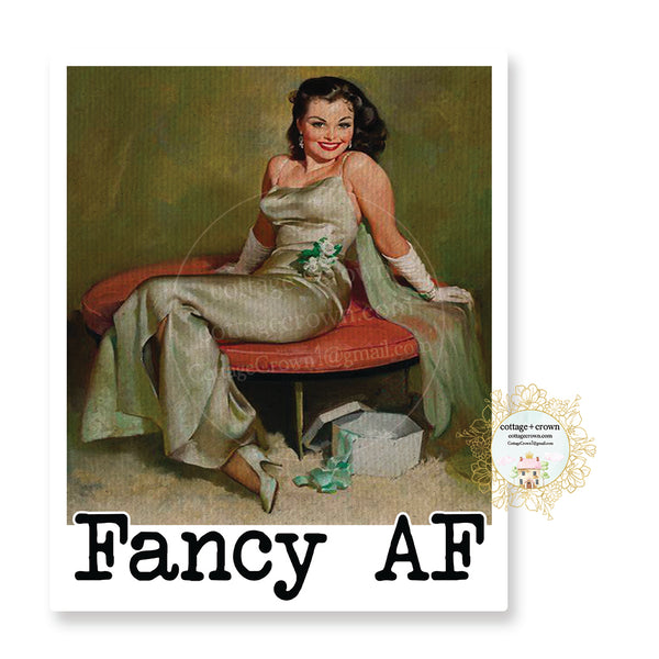 Fancy As Fuck - Vinyl Decal Sticker - Naughty Retro Housewife