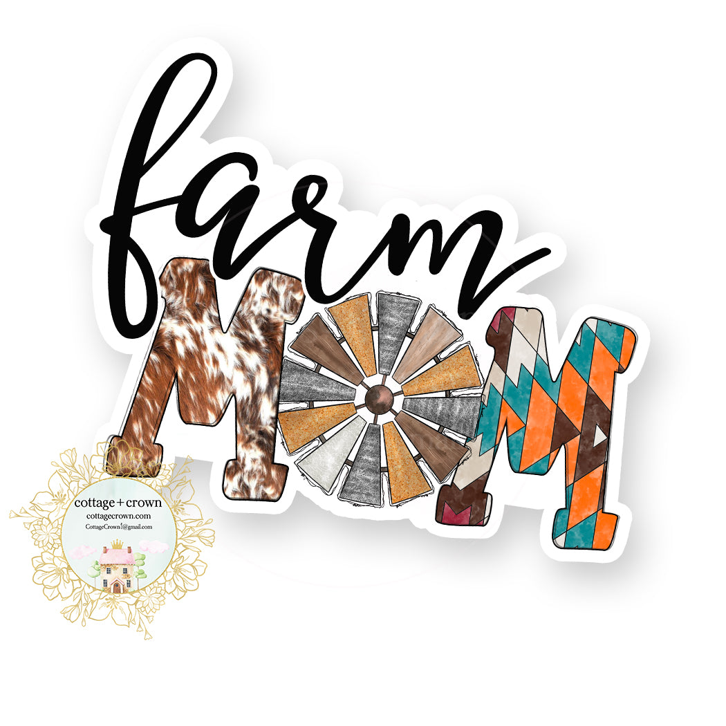 Farm Mom - 4H Farm Animals Farmhouse Vinyl Decal Sticker