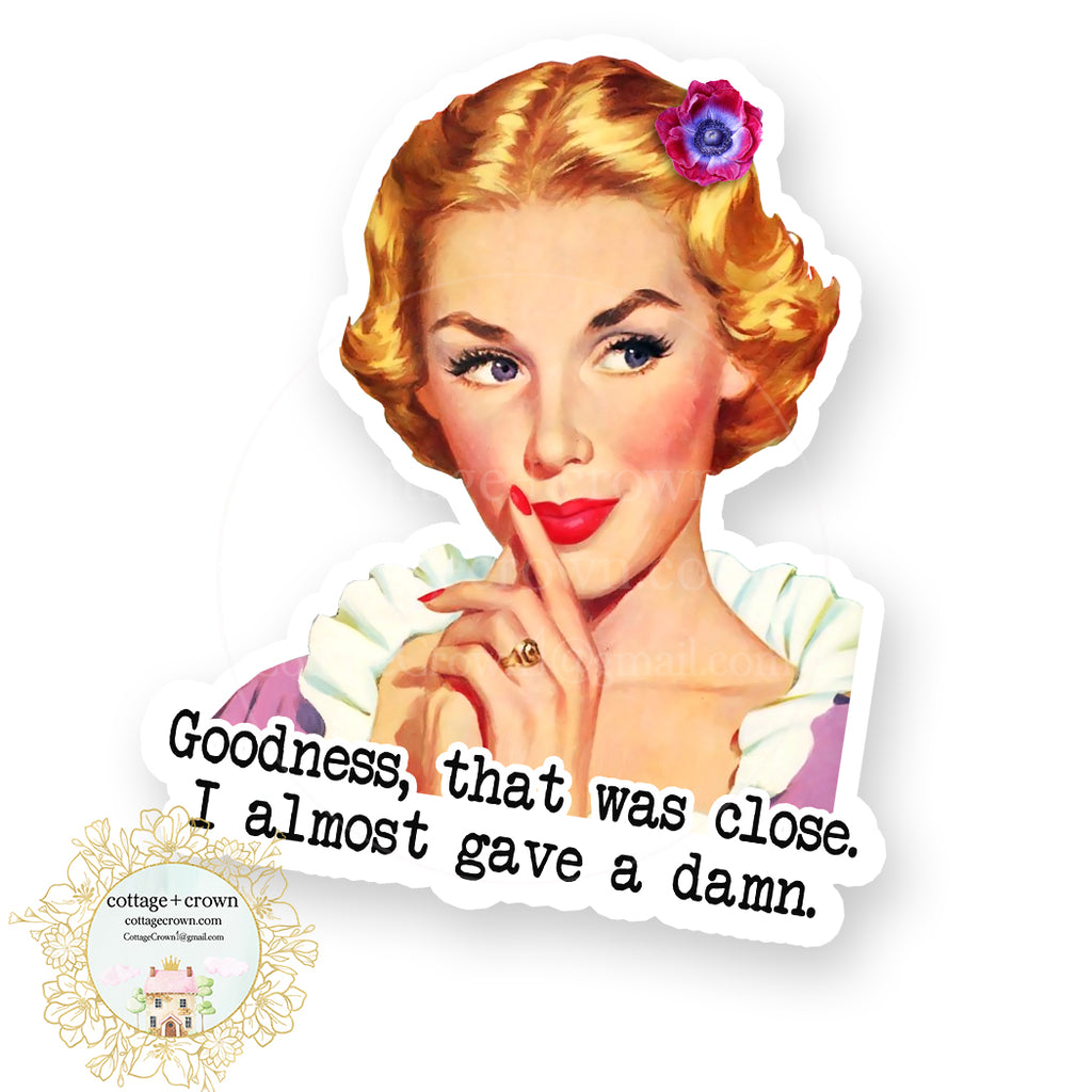 Goodness I Almost Gave A Damn - Vinyl Decal Sticker - Retro Housewife ...