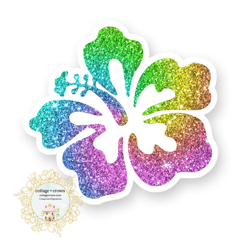 Hibiscus Hawaii Tropical Flower - Rainbow - Vinyl Decal Sticker
